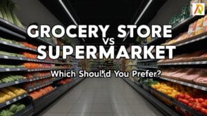 image depicting grocery store vs supermarket
